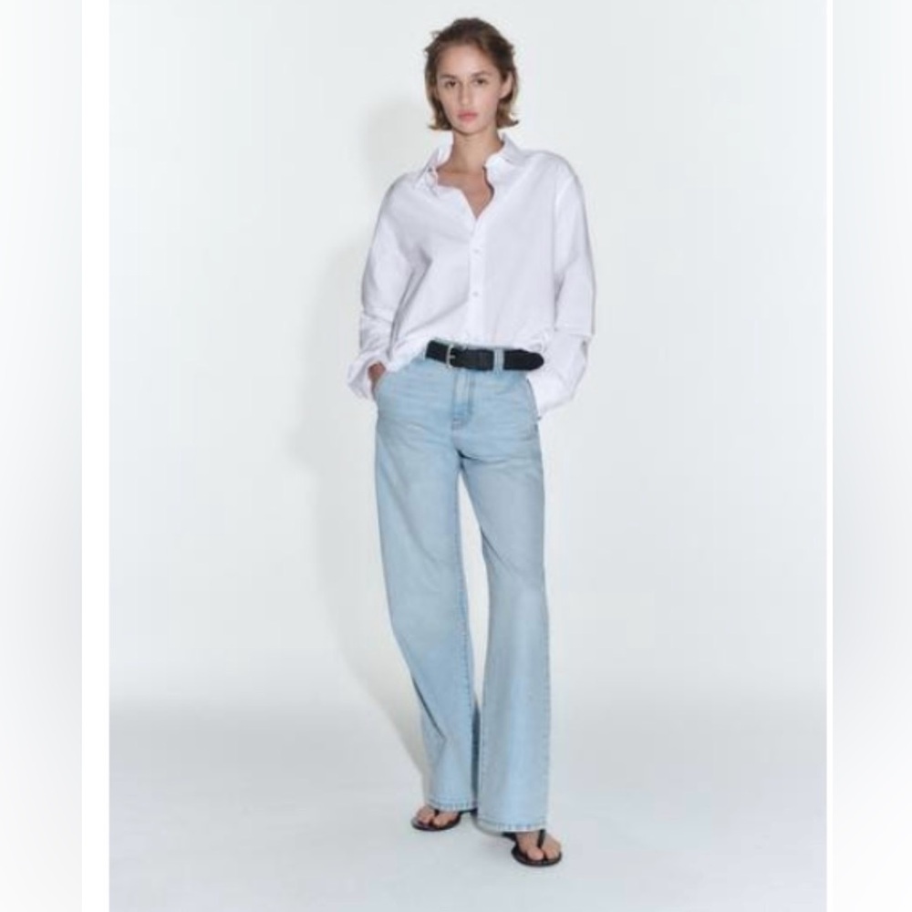 Zara Denim Chino Pants Wide-Leg Jeans